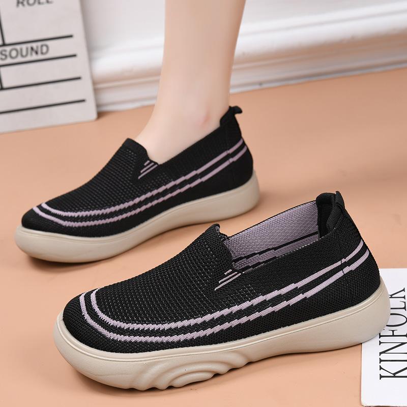 Spring and Autumn Old Beijing New Women's Shoes Fashion Casual One-pedal Mom Shoes Lightweight Flat Bottom Non-slip Comfortable Walking Shoes