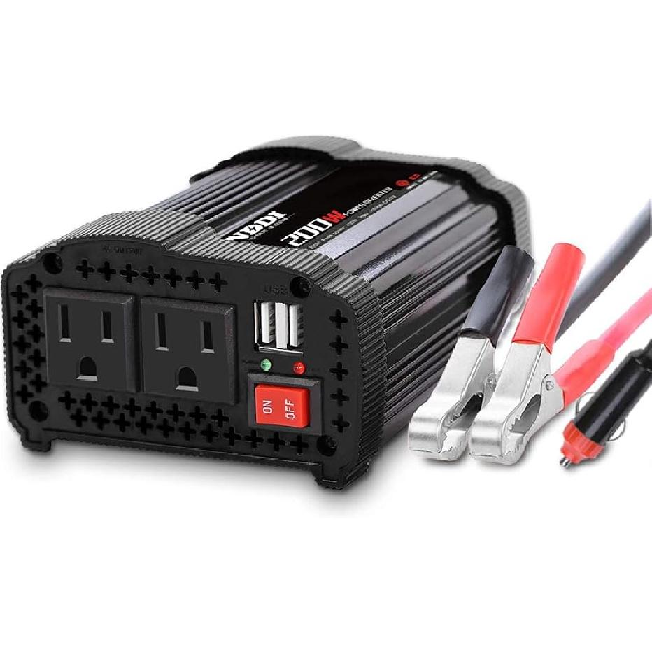 600W Car Power Inverter 12V DC To 110V AC Converter With 3.1 A Dual USB Quick Car Charger Adapter For Laptops And Smartphones