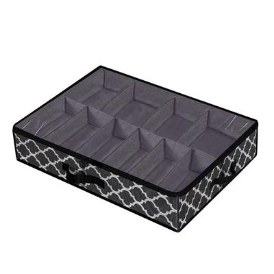 2X Under Bed Shoe Storage Box Drawer Organizer For Shoe Storage Foldable Box For 12 Pairs Of Shoes,Black(A)