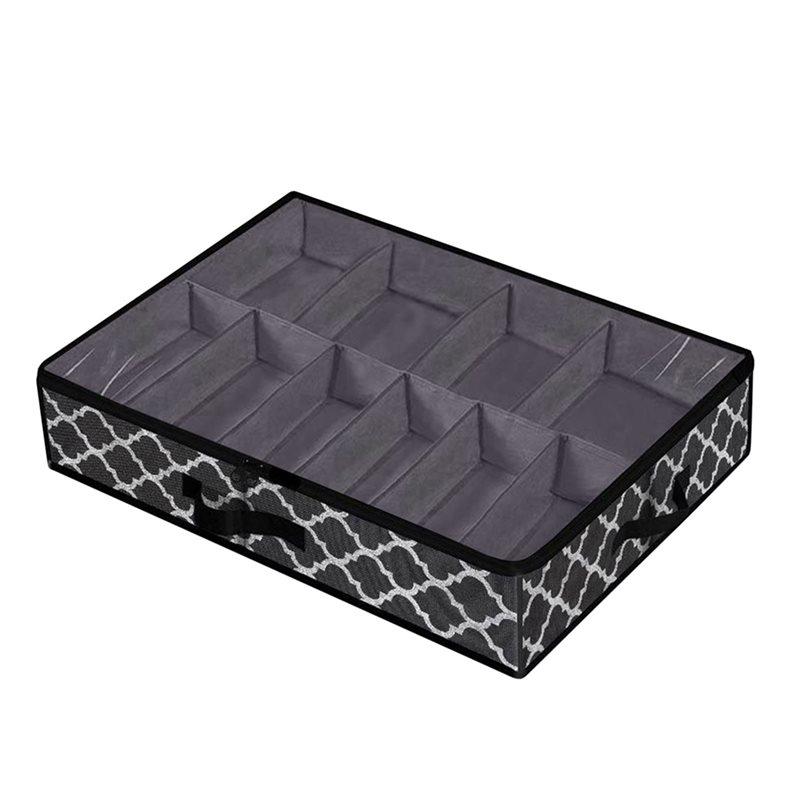 2X Under Bed Shoe Storage Box Drawer Organizer For Shoe Storage Foldable Box For 12 Pairs Of Shoes,Black(A)