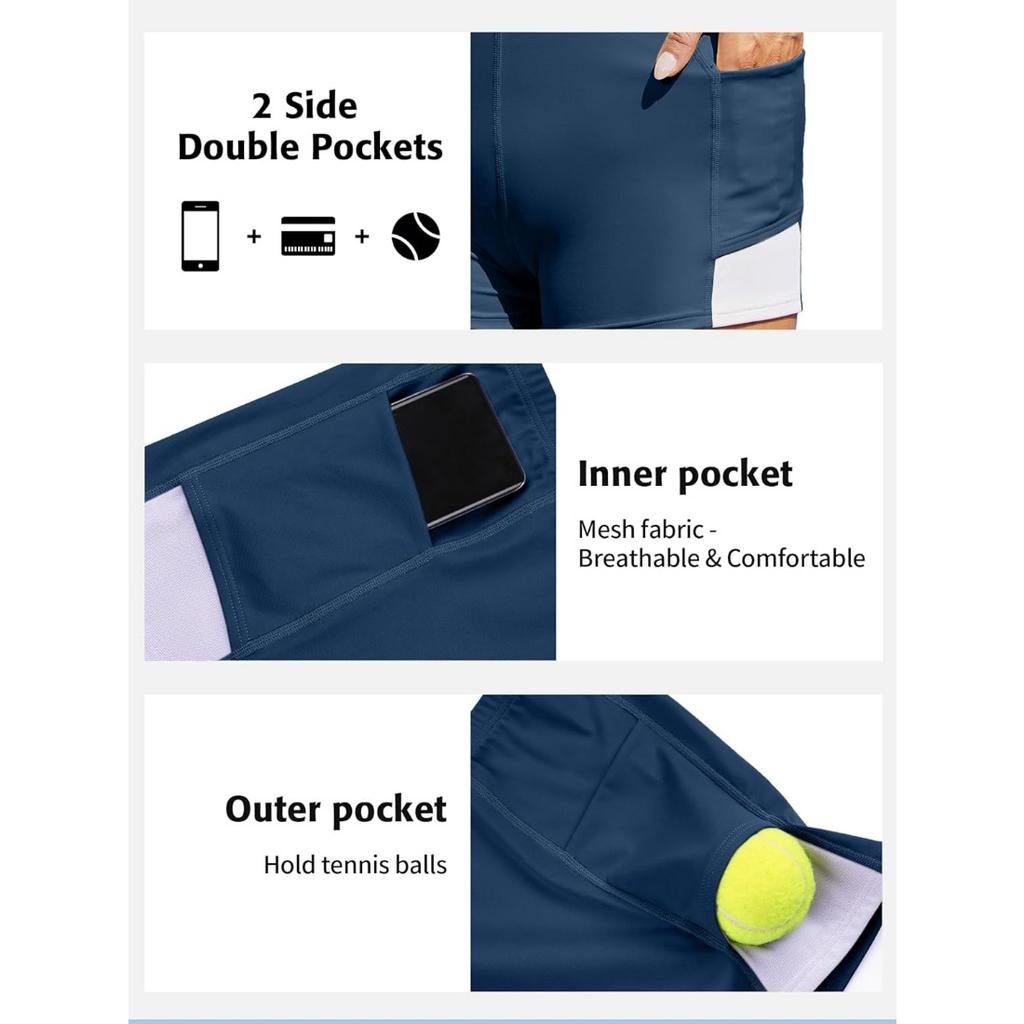 CHARMLEAKS Tenniskjole for kvinner med shorts Golfkjole Trening Justerbar treningskjole Activewear