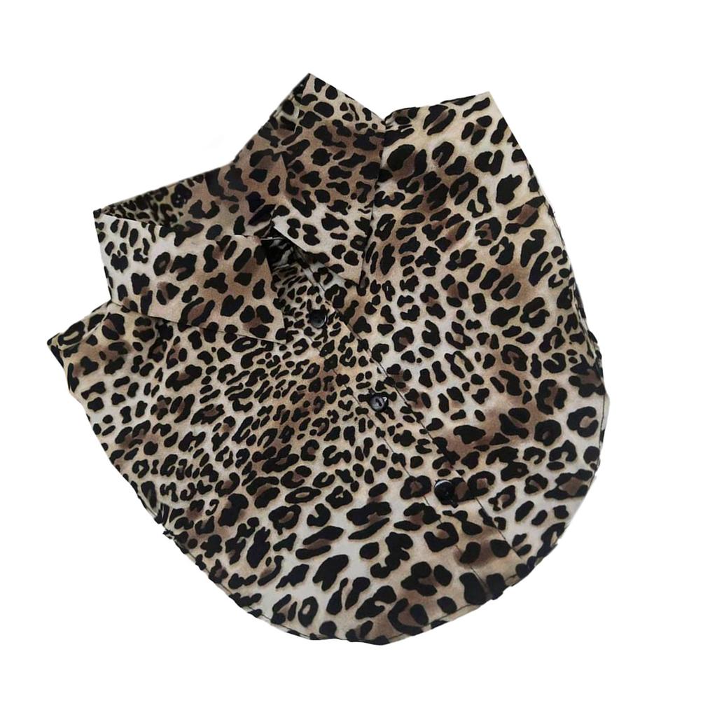 Women's Detachable Faux Collar Insert Leopard Snakeskin Print Half Shirt Blouse Lapel False Collar Decorative Favor