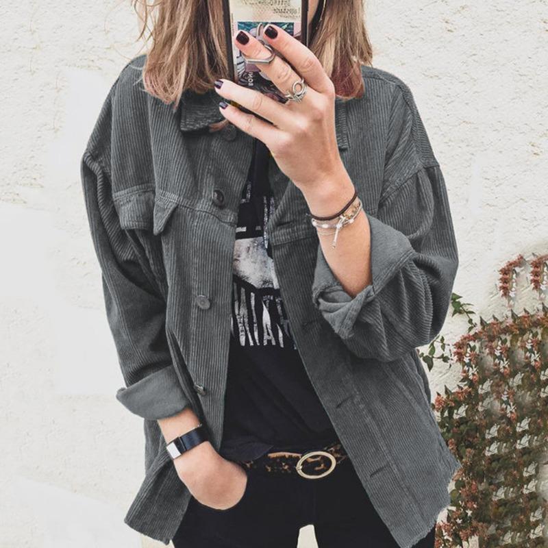 

Женский вельветовый кардиган с пряжкой и длинными рукавами, свободная утолщенная куртка на весну и осень M