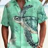 Men's Simple Hawaiian Print Button-Down Shirt -, Summer Vacation and Resort Wear
