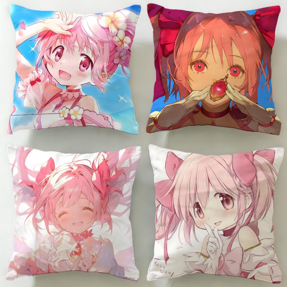 classic anime Puella Magi Madoka Magica Cushion Cover Soft EasyWash Pillow Case Versatile for Couch Bed Travel and Office
