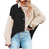 Women's Color Blocked Button Down Corduroy Shirt Long Sleeved Corduroy Jacket