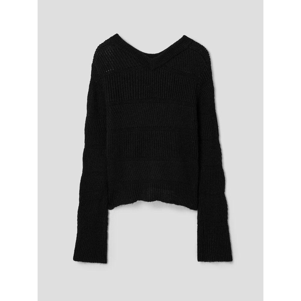 Anggae Alpaca Blend Round Pullover Black