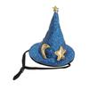Hamster Hat Moon Star Pattern Small Animal Pet Top Hats with Adjustable Chin Strap for Turtles Lizards Geckos Blue