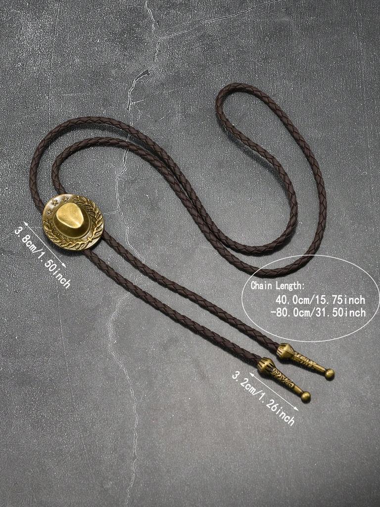 1pc Retro Vintage Copper/Silver Unisex Bolo Tie Necklace, Fashion Personalized Accessory Suitable For Daily Wear, Gift