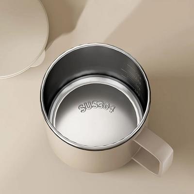 Tazza da Caffè Termica a Doppia Parete Portatile in Acciaio Inossidabile 304 Tazza da Bevanda Ermetica Tazza da Latte e Caffè con Manico e Coperchio