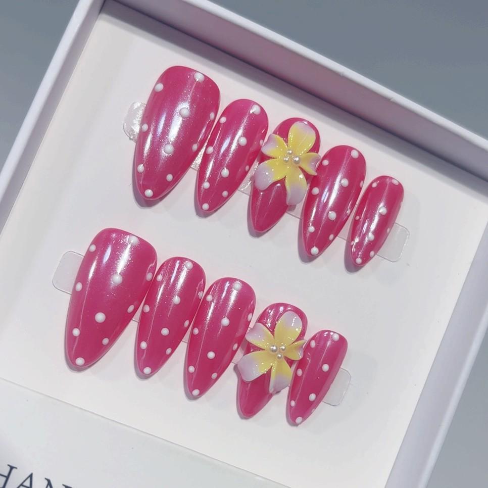 Luxury Handmade Polka Dot & Floral Removable Nail Stickers Model S
