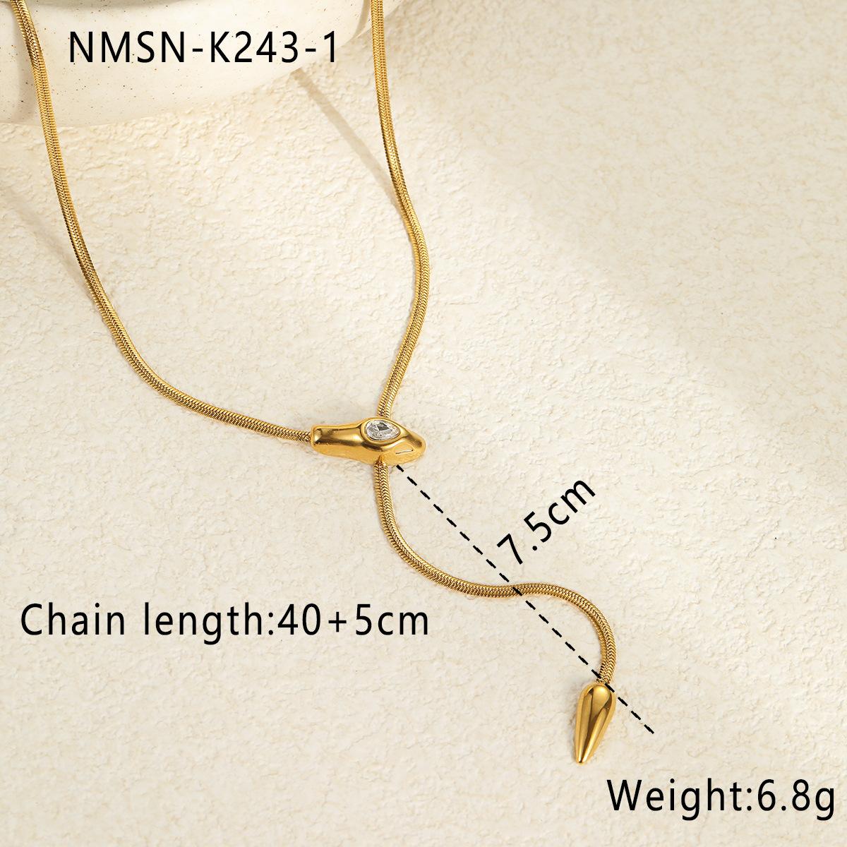 GEMCHIC Women s Stainless Steel Snake Chain Necklace with Zircon, Vintage Unique Collarbone Chain, Fashion Geometric Trendy Jewelry