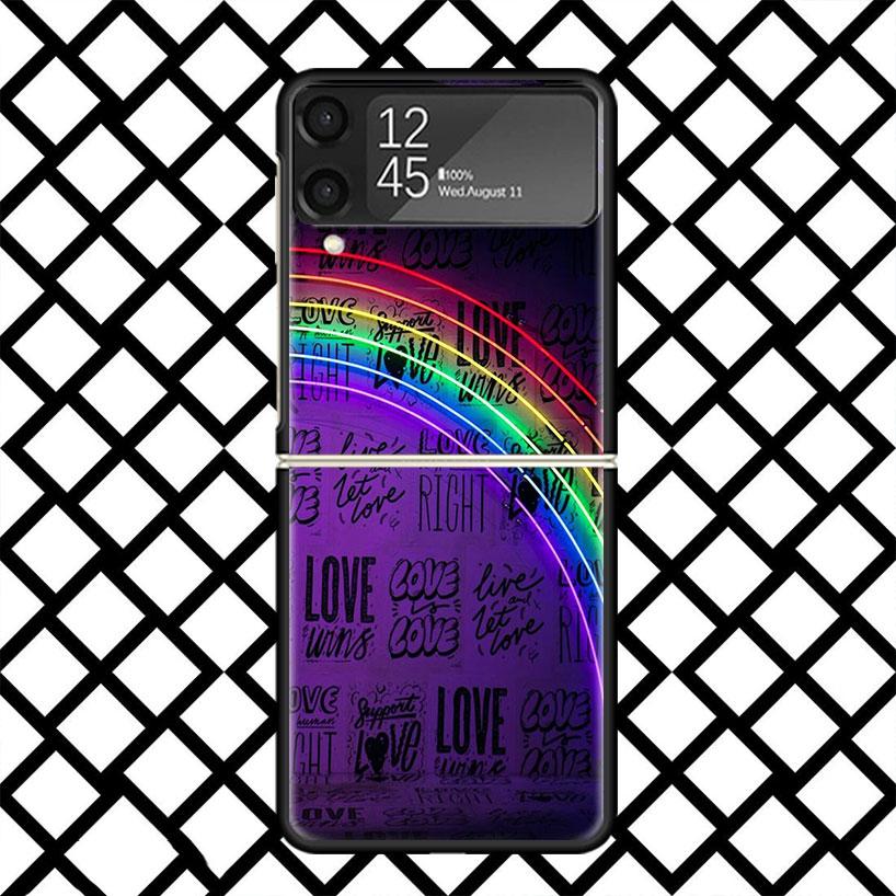 LGBT Rainbow Gay Lesbian Phone Case For Samsung Z Flip 7 6 5 4 3 Galaxy ZFLIP7 ZFlip6 5G Flip5 Flip4 Flip3 5g Black Hard Cover