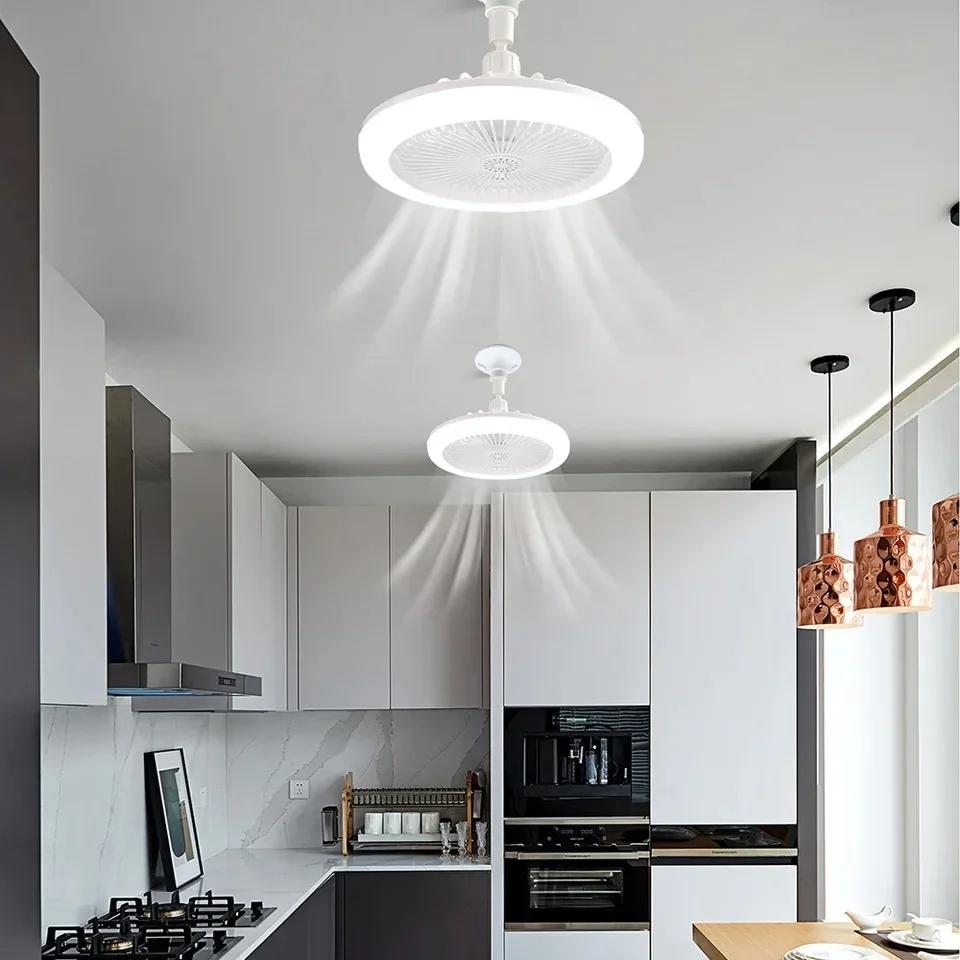 Moderne Design E27 Enkel Praktisk Innendørs Multifunksjonell Pendel Smart Viftelys For Stue Soverom Vifte og Lampe
