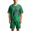Summer Casual Angel Wing Printed Round Neck Short Sleeved T-Shirt And Shorts Set Men's and Women's T-shirt Shorts Set