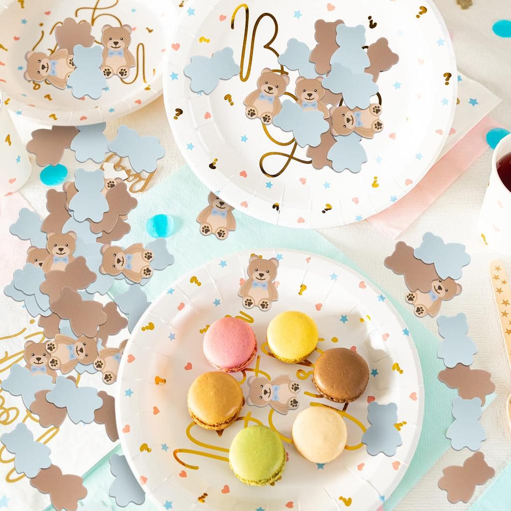 500 Pcs 0.98 Inch Bear Confetti Baby Shower Cream Brown Decoration We Can Bearly Wait Bear Shaped Paper Confetti Table Scatter First Birthday
