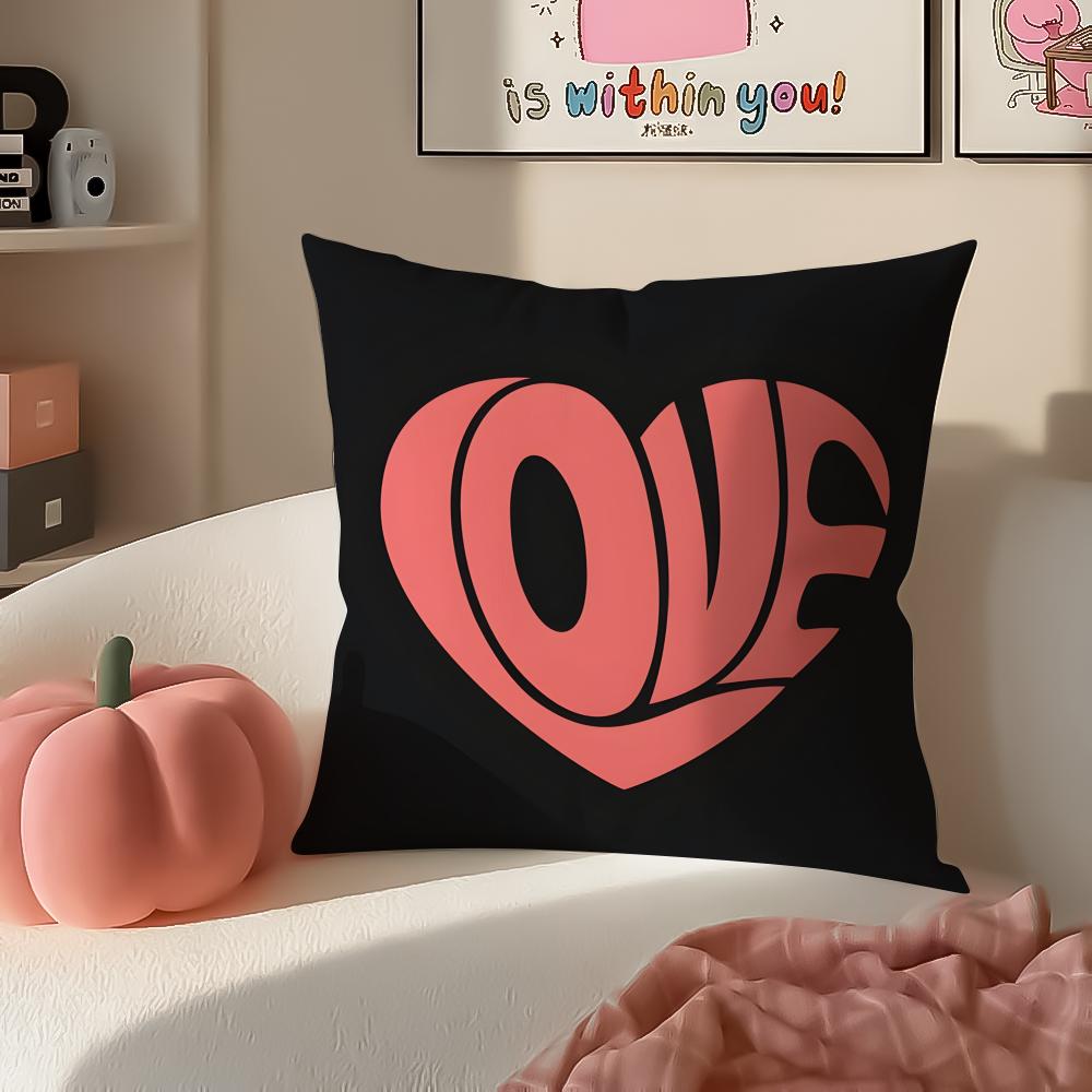 Sweet Romantic Cute Art Heart Shape Cushion Cover Pillowcase Short Plush Invisible Zipper Room Sofa Cushion Cover