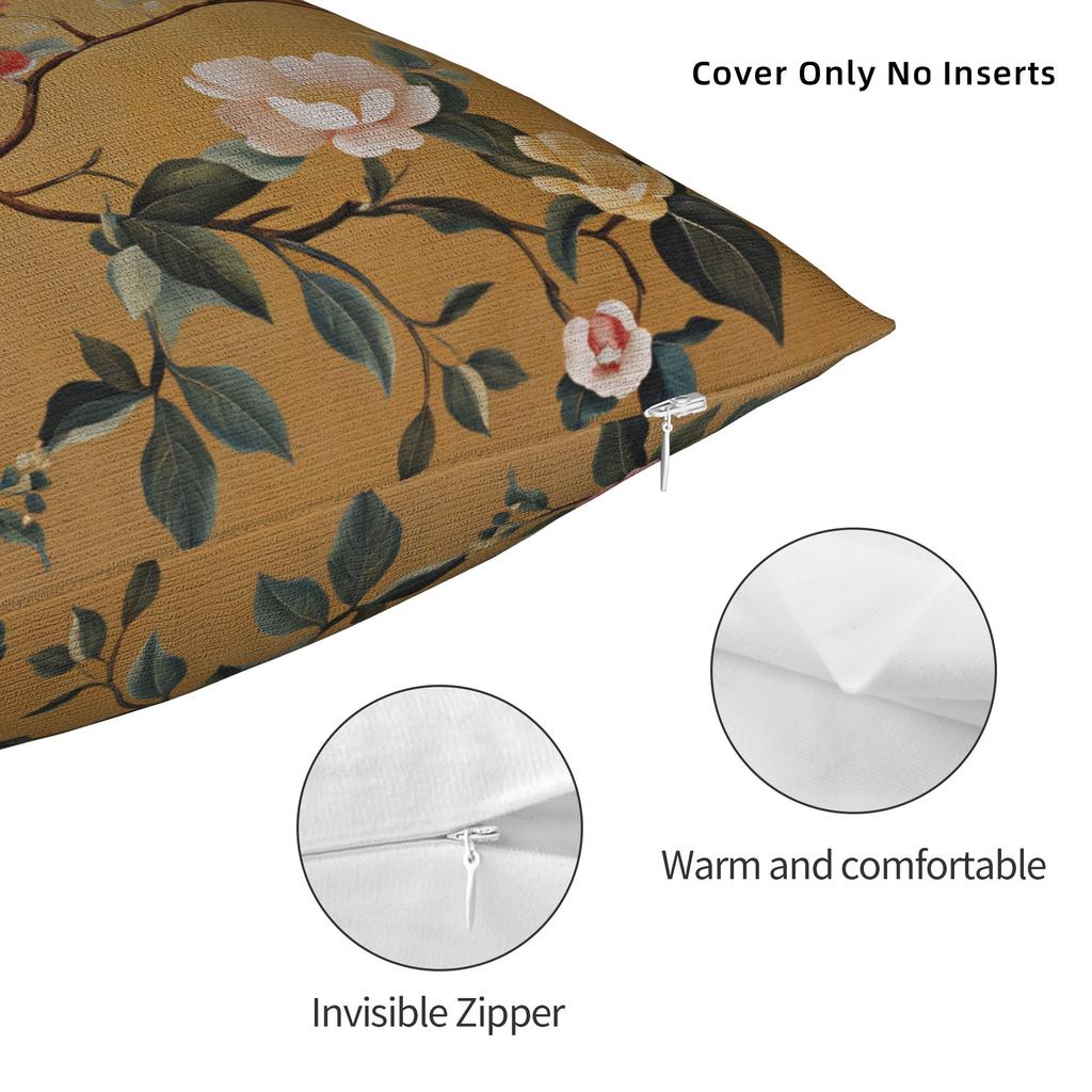 Flowers And Birds Pillow Cover Comfy Cushion Cover Kawaii Pillow Case For Couch Sofa Bedroom