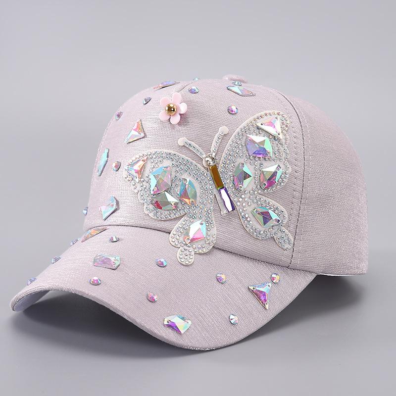 Cross-border colorful butterfly rhinestone baseball cap women's butterfly sequined sunshade cap spot women's baseball cap spring