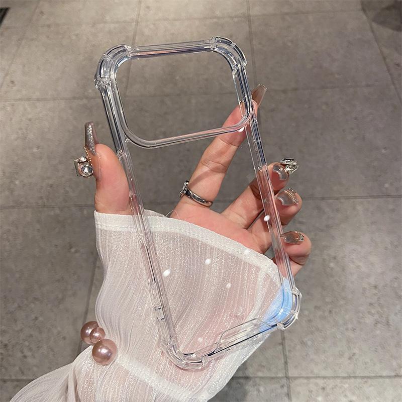 Luxury Transparent Shockproof Four Corner Package Case for IPhone 17 Air 16 15 14 13 12 Pro Max Acrylic Back Cover Shell