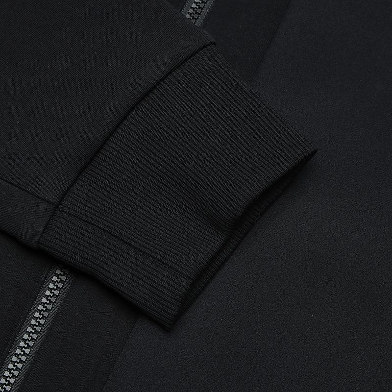 FILA Knit Zip Top Solid Color Simple Windproof Warm Stand Collar Jacket Men Jacket Black F11M448503FBK