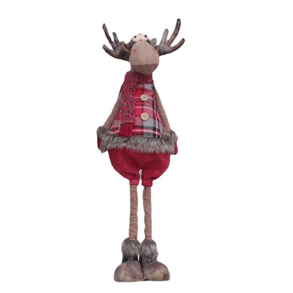 Christmas Ornaments Xmas Long Stretchable Leg Reindeer Plush for Doll Gifts