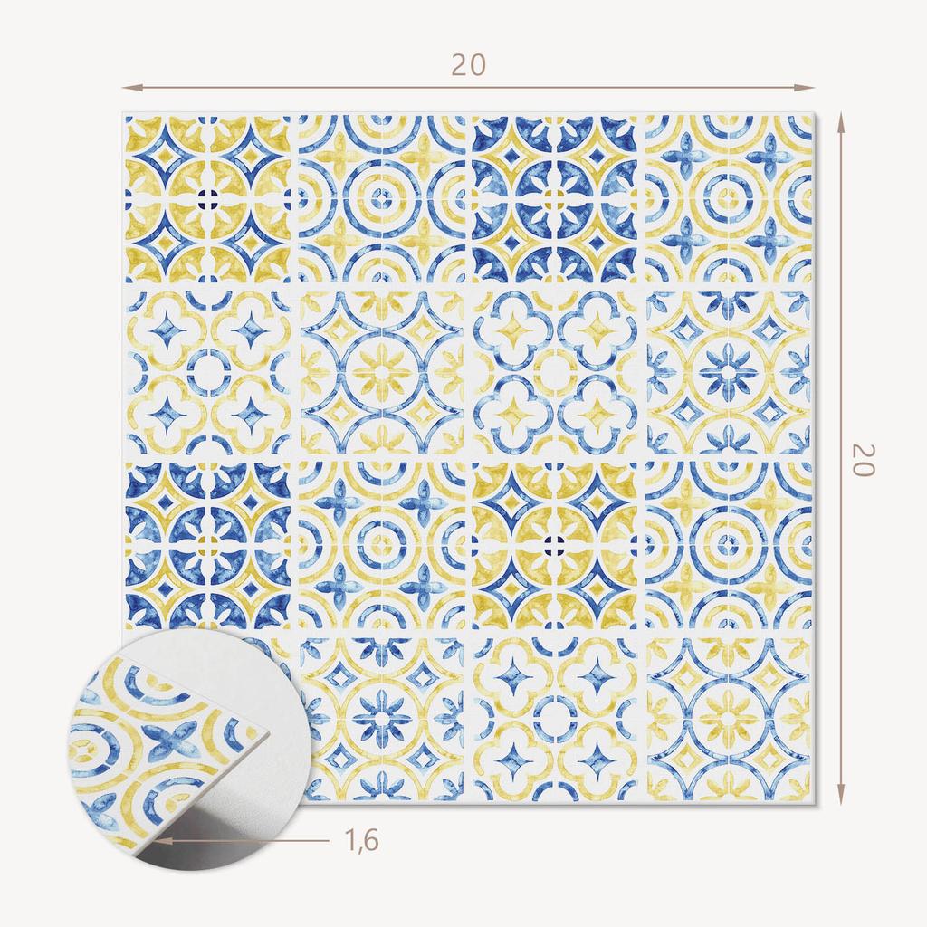 Zestaw Kafelków Winylowych Samoprzylepnych Z Nadrukiem Wzór Mozaiki Z Ornamentami 20X20X20 Cm