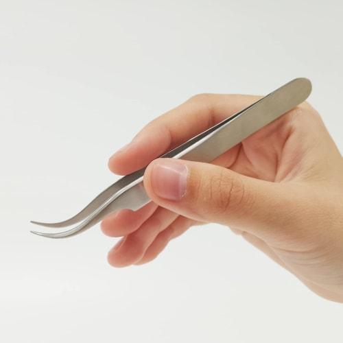 HOZAN Curved Tweezers, Stainless Steel, 115mm Long, 18g Weight, 7mm Opening, P-882