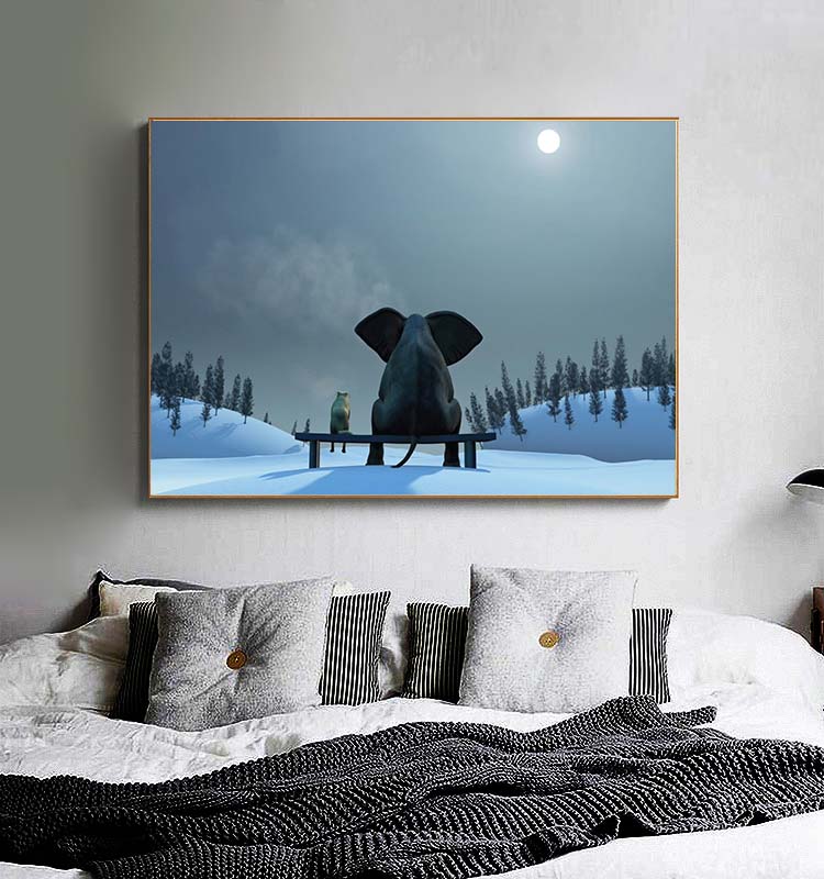 Kreatywny słoń morze zachód słońca Modern Art Home Decoration obraz na płótnie Wall Art obraz dekoracja ścienna w tle