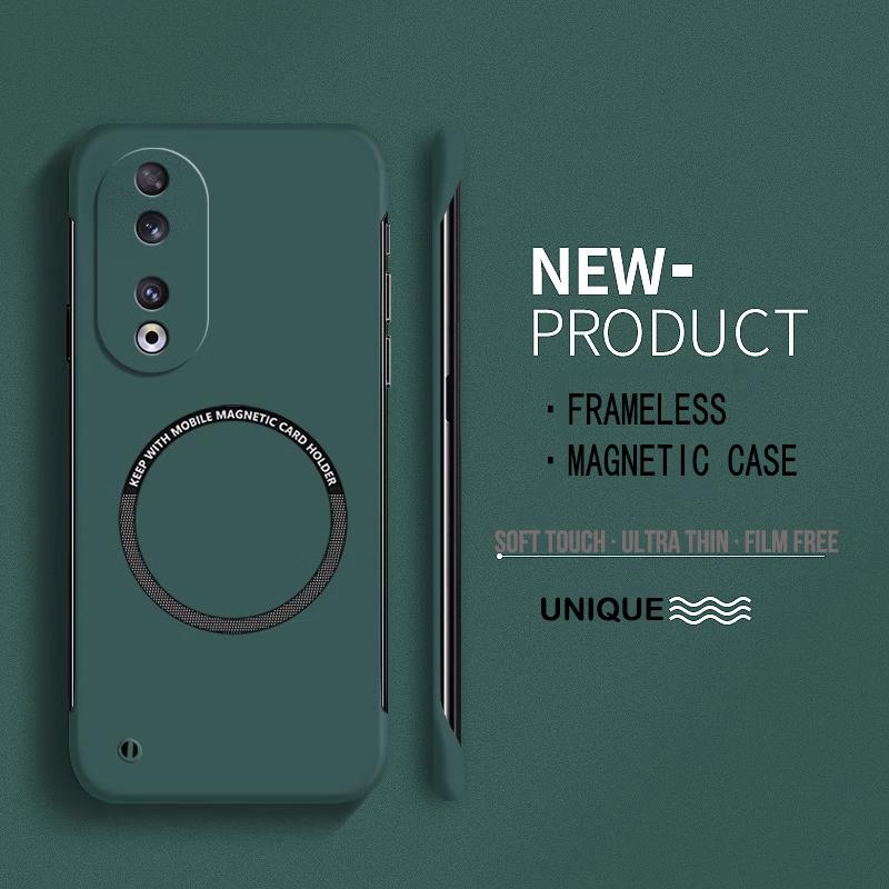 Ultra Thin Hard PC Magnetic Frameless Phone Case For Magsafe Huawei Honor 100 90 80 70 60 50 Pro SE X9A Matte Color Solid Cover
