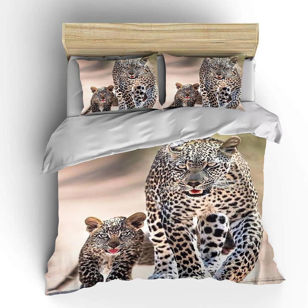 Neues Leoparden-Bettwäscheset 2023, 3D-Tierdruck, Bettbezug, Schwarz-Weiß, Luxus-Heimtextilien, Queen- und Kingsize, für Erwachsene und Kinder