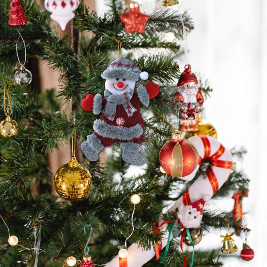 Christmas Plush Ornaments Cute Snowman Santa Elk Bear Doll Hanging Pendant Christmas Tree Decoration for Walls Windows Doors Home Decor