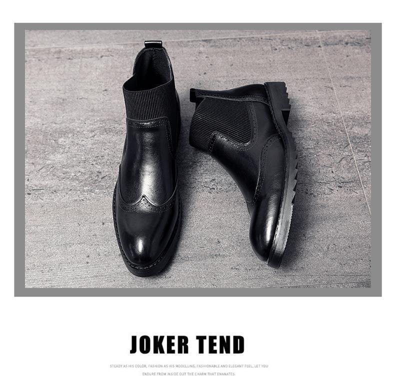 Men's High-Top Winter Business Leather Chelsea Boots - Pointed Toe, Korean Style, British Trend