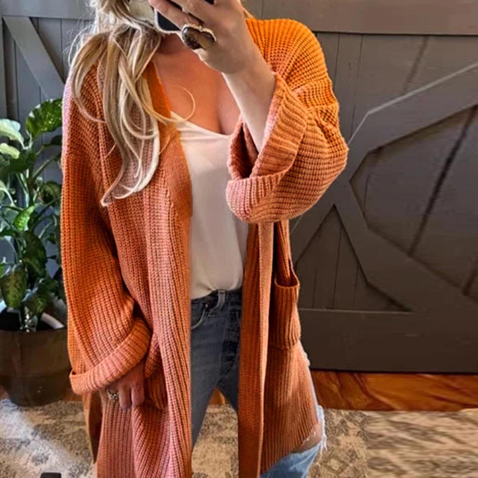 

Повседневный минималистичный кардиган, вязаная верхняя одежда для женщин M шафрановый