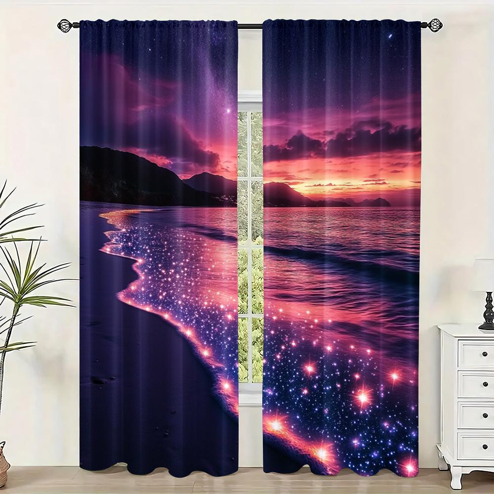 

2 шт., Драпировки Фиолетовые 2 Машинная стирка, Без электричества летние украшения для вечеринки Использовать для спальни гостиной 29x65in(75x166cm)