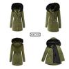 Women's Fleece-Lined Hooded Parka with Fur Collar - Warm Loose-Fit Cotton Jacket, European Size (2021 Autumn/Winter Collection)