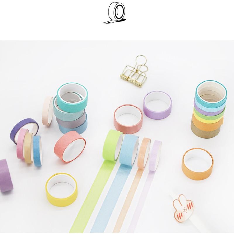 12 ks Jednoduchá Duhová Barva Sada Washi Pásek 15mm Základní Maskovací Páska Dekorační Samolepky pro Domácí Deník