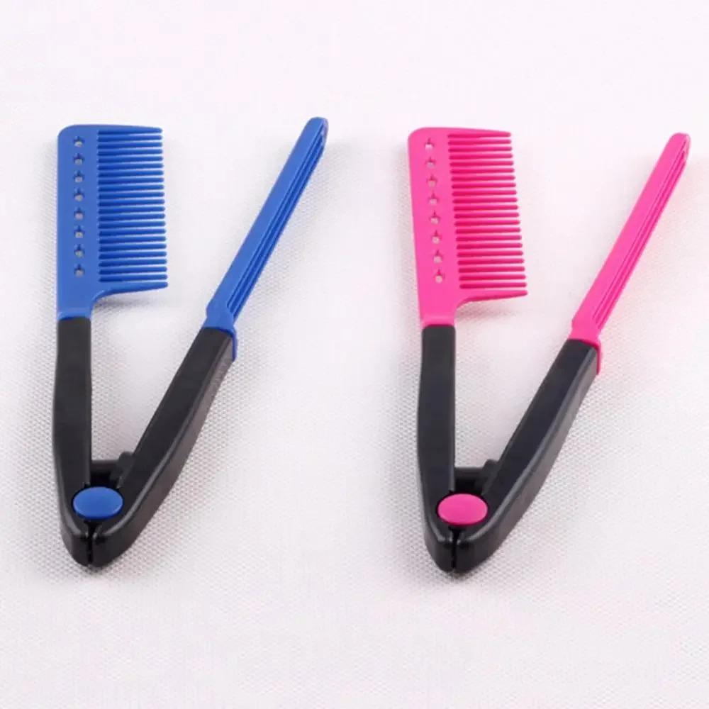 1pcs Folding V Type Hair Straightener Brush Hairdress Tool Hairdressing Combs Natural Hair Styling Curling Comb Hair
