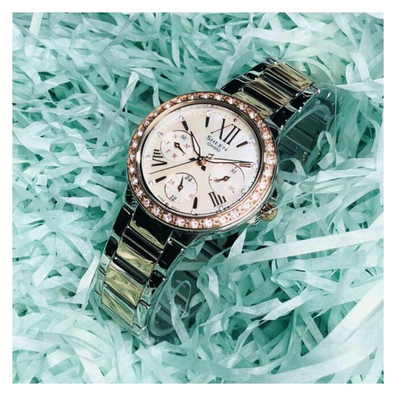 Casio CASIOSHEEN Series Classic and Elegant Quartz Movement Stainless Steel Strap Japanese and Korean Watch Women's Watch SHE-3052SPG-7A
