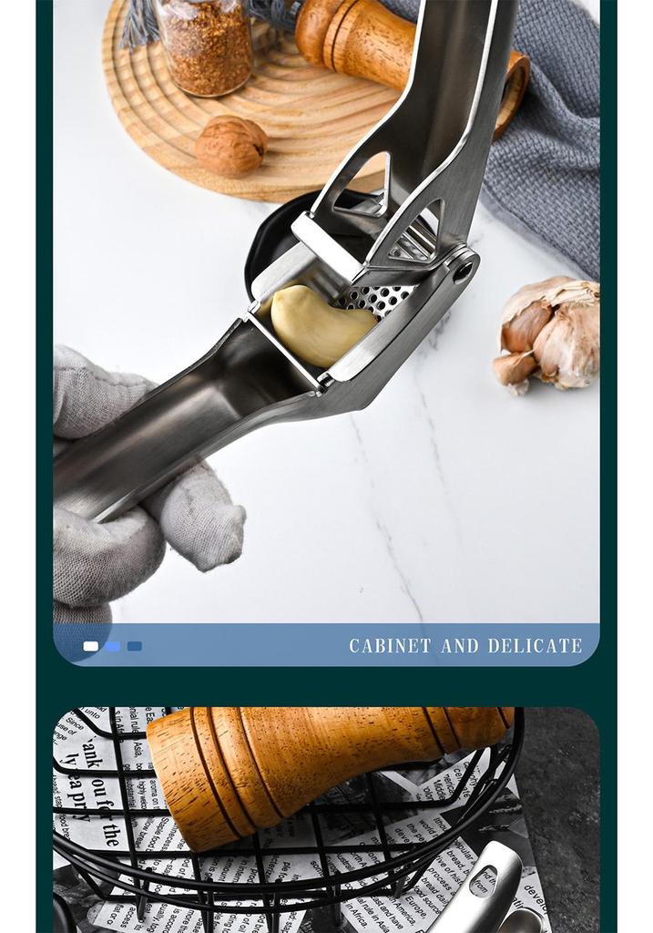 Stainless Steel High-Temperature Resistant Garlic Press - Manual Handheld Kitchen Tool