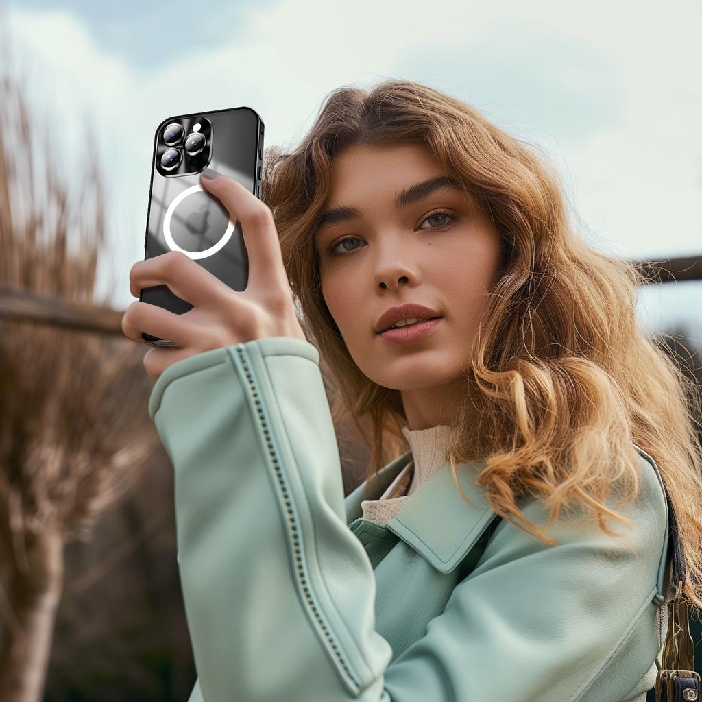 For iPhone 16 Pro Max Case Compatible with MagSafe Metal Frame Matte Phone Cover