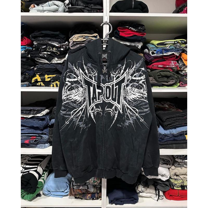 Vintage Frühling und Herbst Ästhetik 3D Gedruckter Gothic Mode Reißverschluss Hoodie Hip Hop Sportbekleidung Lässiger Pullover