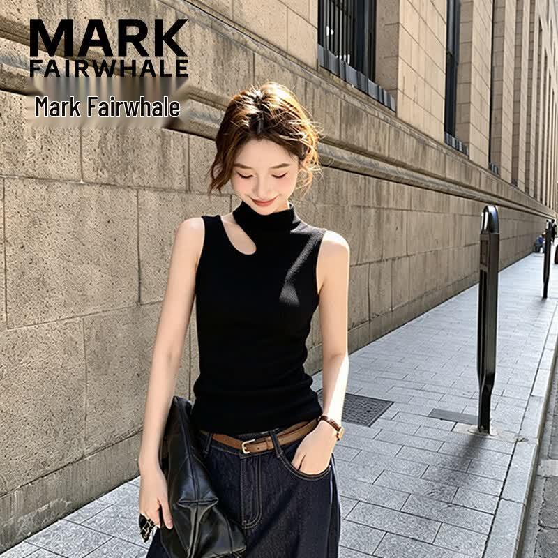 MARK FAIRWHALE Women s Half-High Collar Halter Vest M