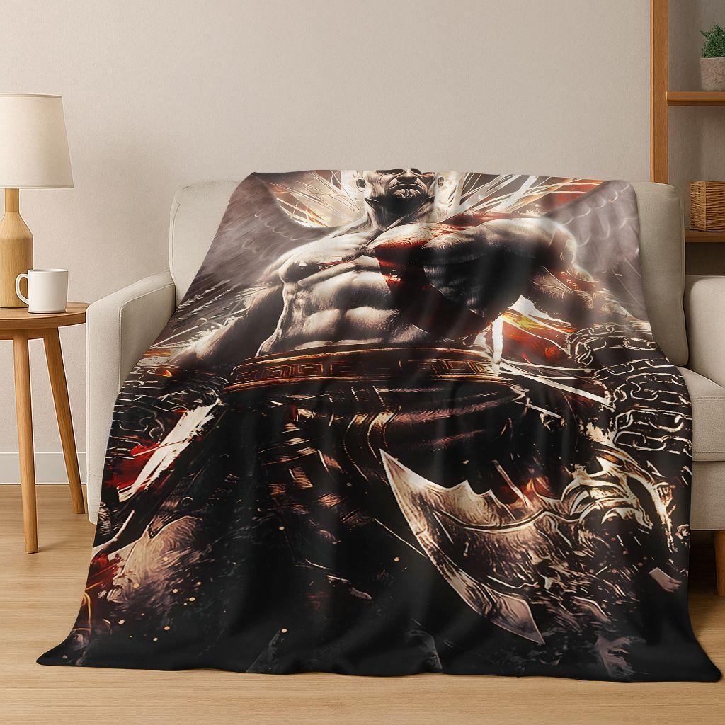 3A Classics God of War Kratos Game Gamer Flannel Blanket,Warm and Cozy Soft Throw Blanket for Home Bedroom Bed Sofa Kid Gift