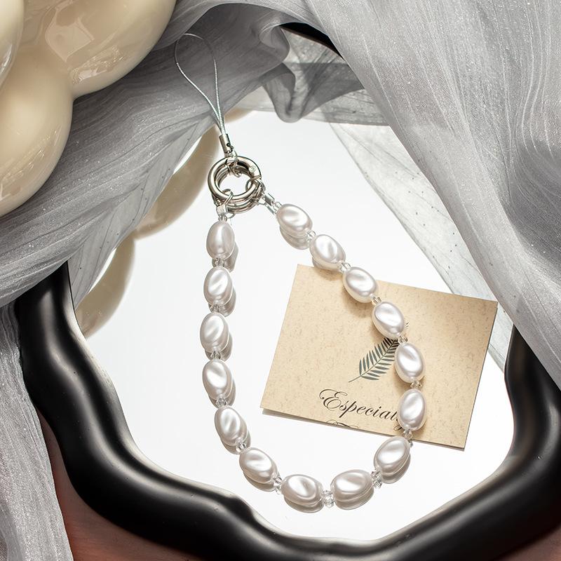 Mobile phone lanyard wrist strap simulation pearl mobile phone chain beaded mobile phone chain