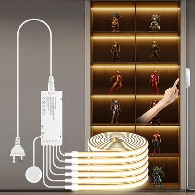Luz LED para Armário de Cozinha Tira de LED COB Fita de Neon Com Sensor de Toque Dimerizável Para Armário Prateleira Vitrine Painel de Parede Acústico Decoração