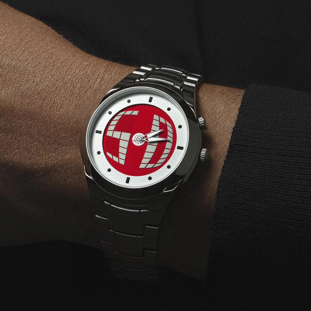 Y2K Alien Quartz Watch Light Blue Pointer Number Dual Display Stainless Steel Original Business Watches Men Dynamic Design Clcok