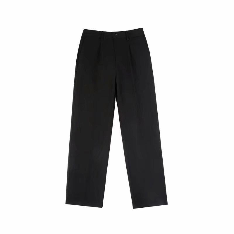 Herren Schwarze Locker Geschnittene Drapierende Hose - Gerades Bein Japanischer Stil für Frühling und Herbst, Koreanische Lässige Weitbein-Hose.