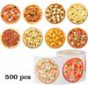 500pcs Pizza Stickers for Baking Cake Decor, DIY Food Dessert Adhesive Labels, Gift Wrapping Sealing Stickers for Envelope Bags