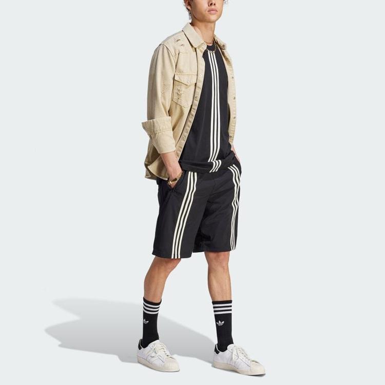 Adidas Originální šortky se stahovací šňůrkou s logem tří pruhů Pánské spodní díly Černé HZ0704